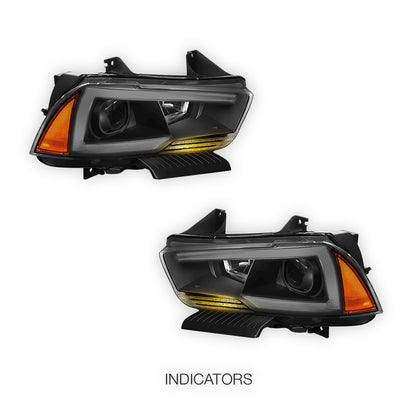 Dodge Charger (2011 - 2014) Pair LED DRL Projector Headlights LH + RH