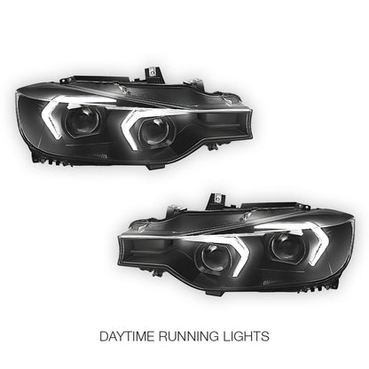 BMW 3-Series F30 (2012 - 2015) LED DRL Switchback Dual Projector Headlights LH + RH