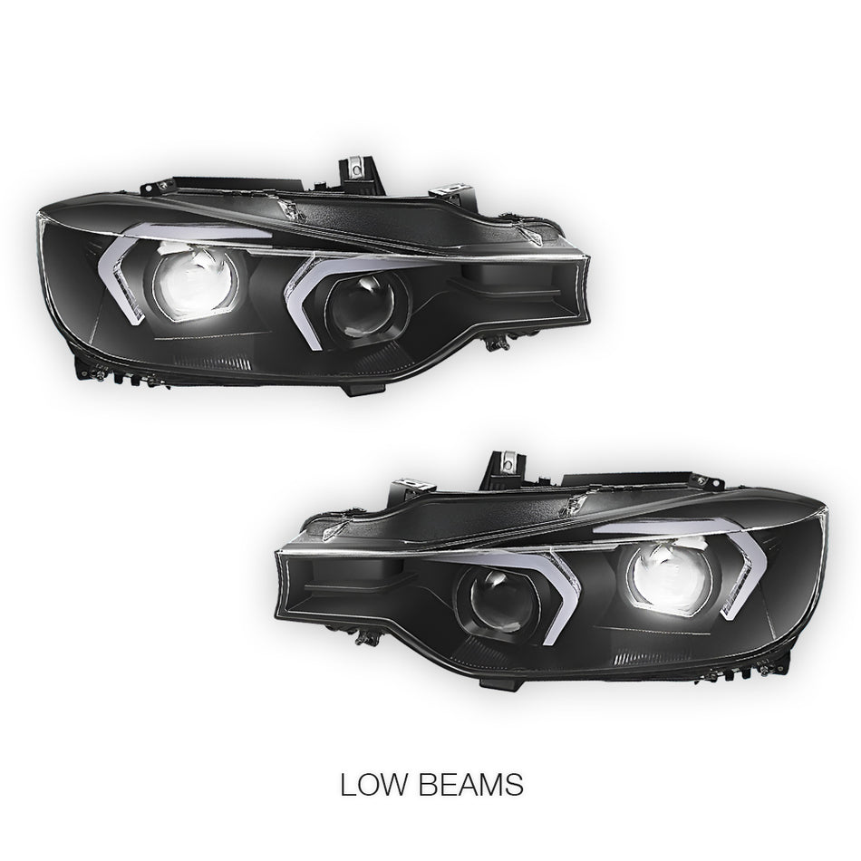 BMW 3-Series F30 (2012 - 2015) LED DRL Switchback Dual Projector Headlights LH + RH
