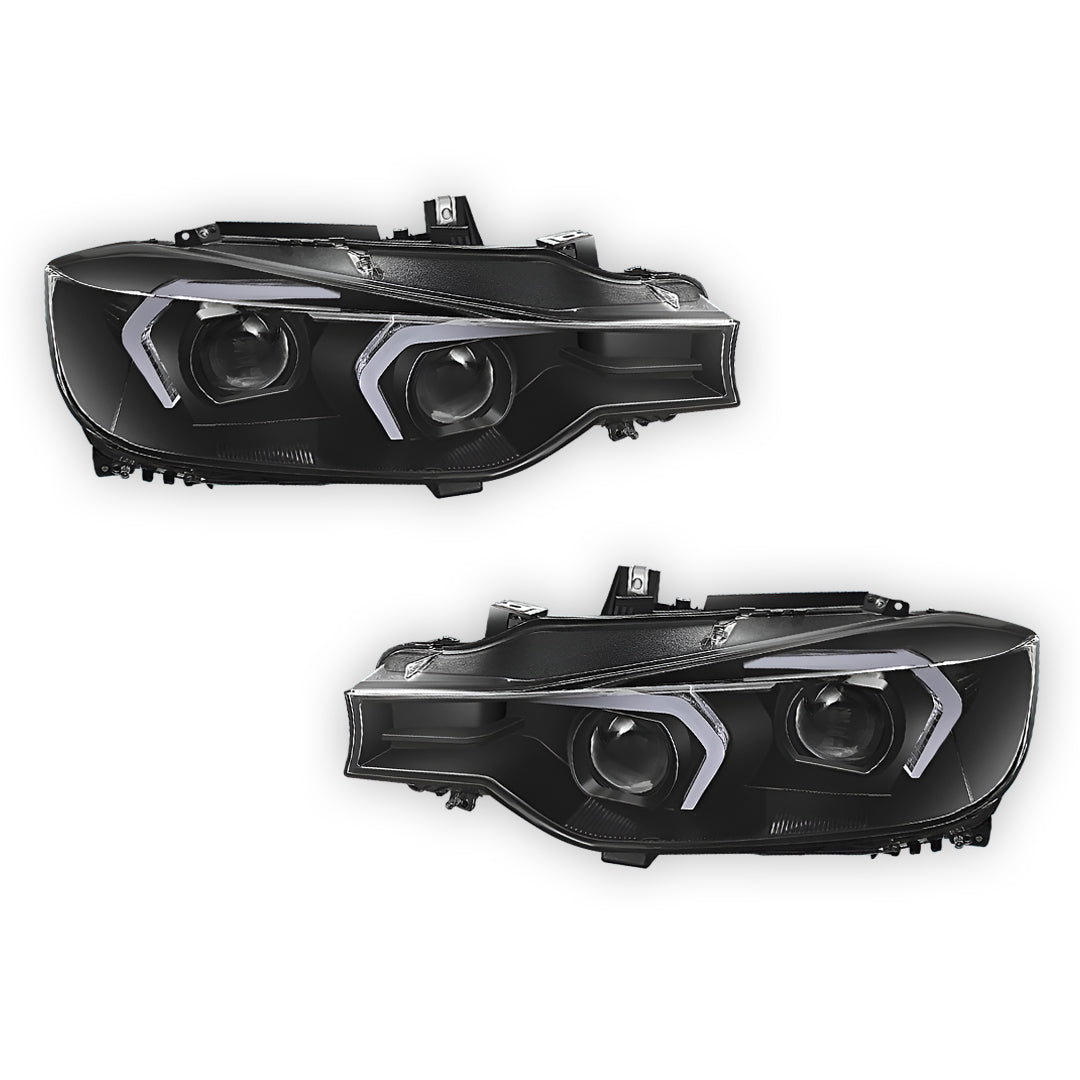 BMW 3-Series F30 (2012 - 2015) LED DRL Switchback Dual Projector Headlights LH + RH