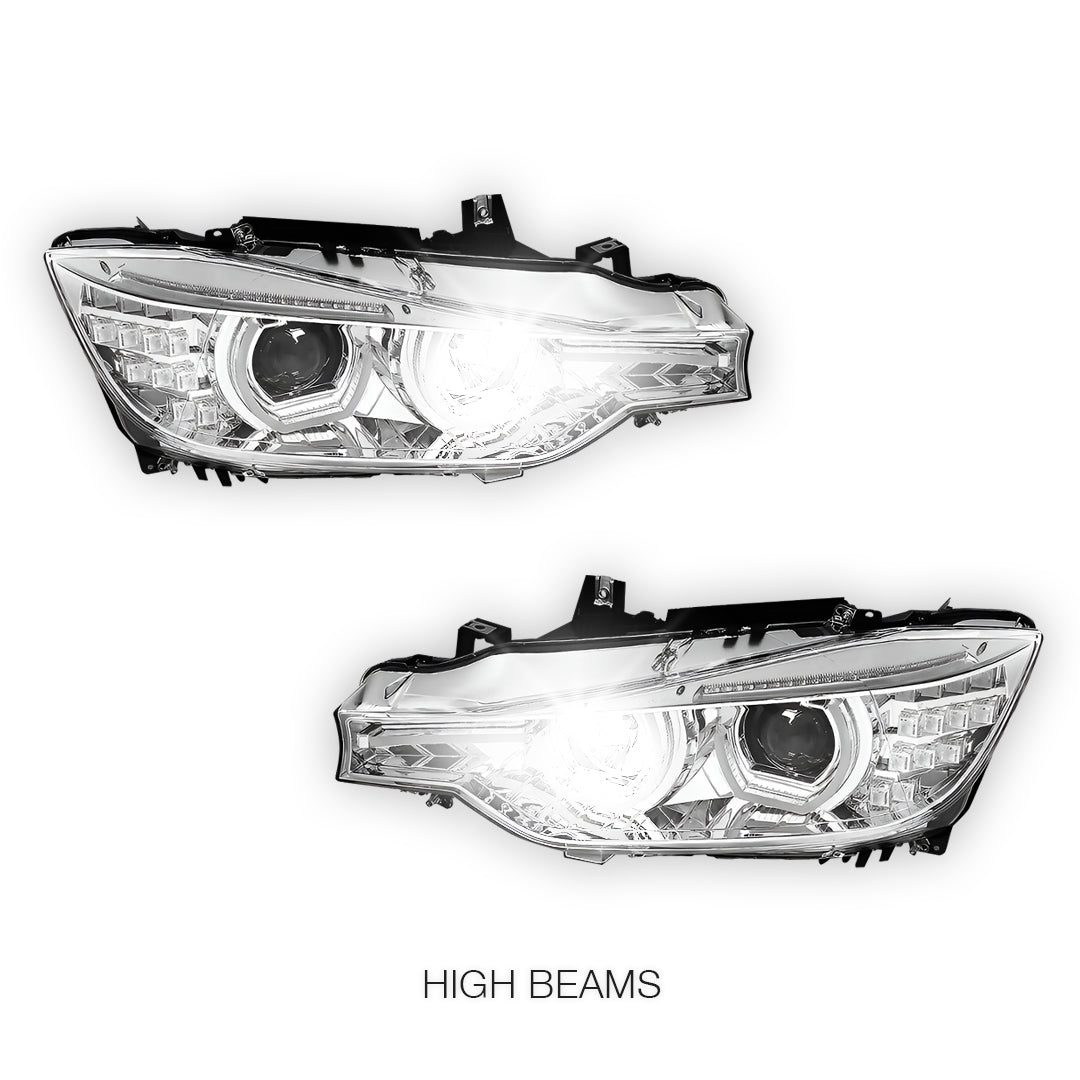BMW 3-Series F30 (2012 - 2016) Dual LED 3D U-Halo DRL Projector Headlights LH + RH