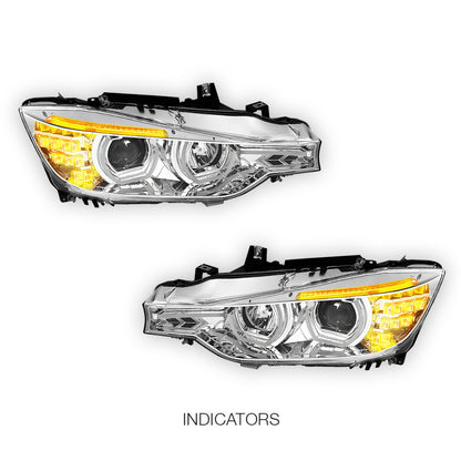 BMW 3-Series F30 (2012 - 2016) Dual LED 3D U-Halo DRL Projector Headlights LH + RH