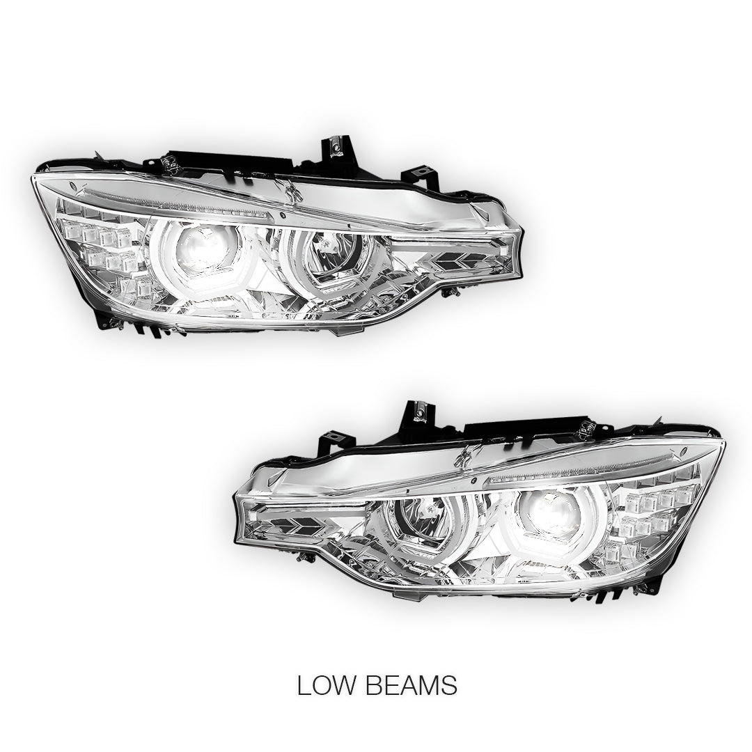 BMW 3-Series F30 (2012 - 2016) Dual LED 3D U-Halo DRL Projector Headlights LH + RH