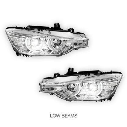 BMW 3-Series F30 (2012 - 2016) Dual LED 3D U-Halo DRL Projector Headlights LH + RH