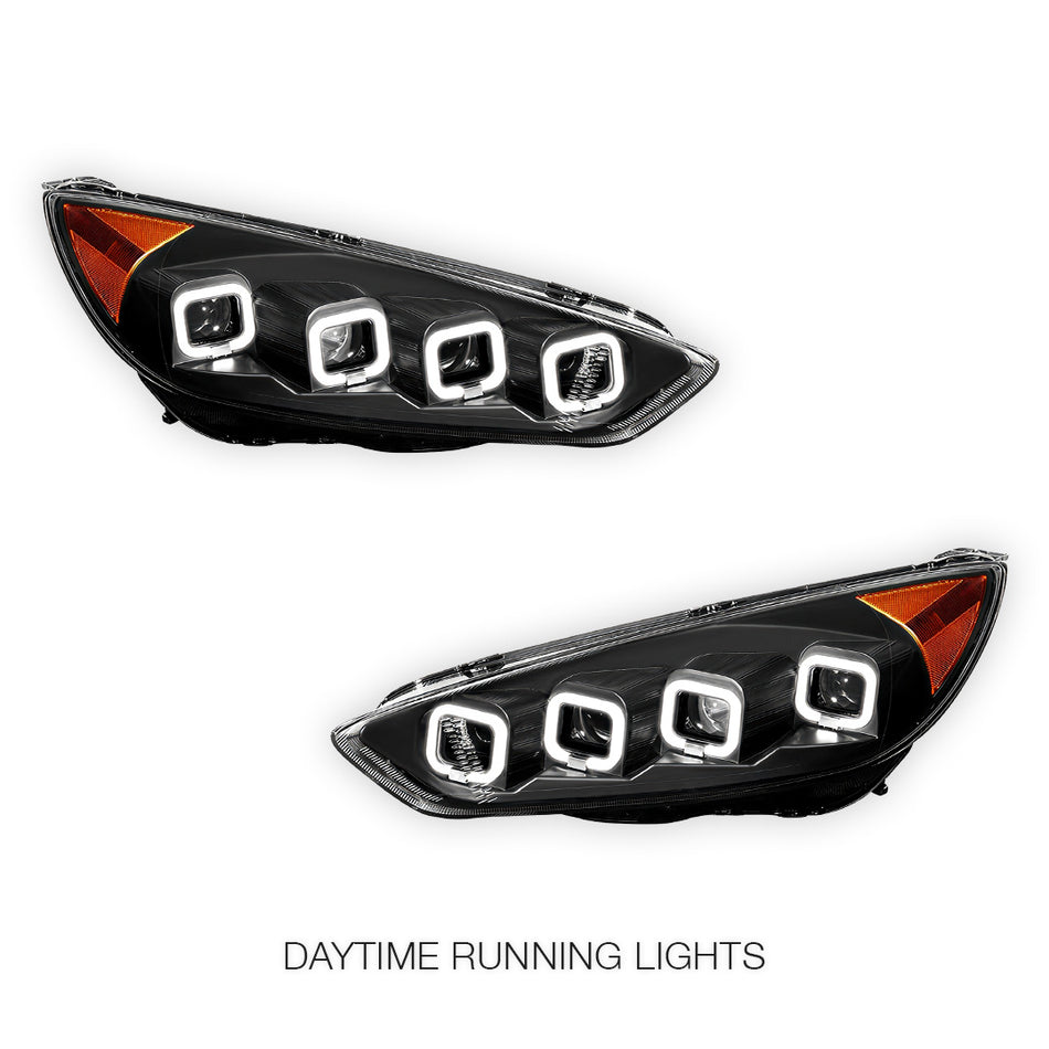 Ford Focus (2015 -2018) Full LED Sequential Quad Halo Projector Headlights LH + RH