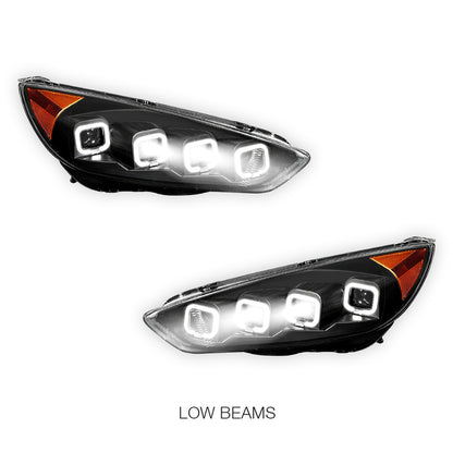 Ford Focus (2015 -2018) Full LED Sequential Quad Halo Projector Headlights LH + RH