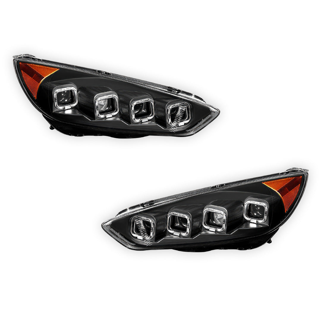 Ford Focus (2015 -2018) Full LED Sequential Quad Halo Projector Headlights LH + RH