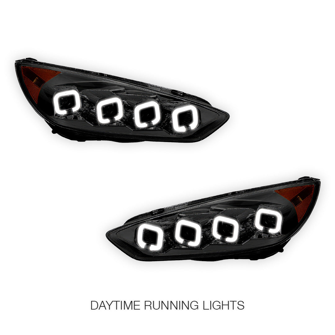 Ford Focus (2015 -2018) Full LED Sequential Quad Halo Projector Headlights LH + RH
