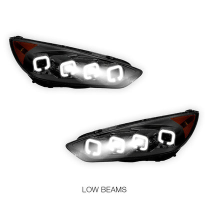 Ford Focus (2015 -2018) Full LED Sequential Quad Halo Projector Headlights LH + RH