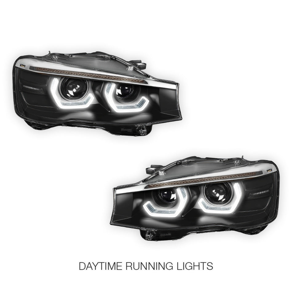 BMW X-Series (2015 - 2018) Full LED Sequential Turn Signal Quad Halo Projector Headlights LH + RH