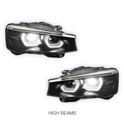 BMW X-Series (2015 - 2018) Full LED Sequential Turn Signal Quad Halo Projector Headlights LH + RH