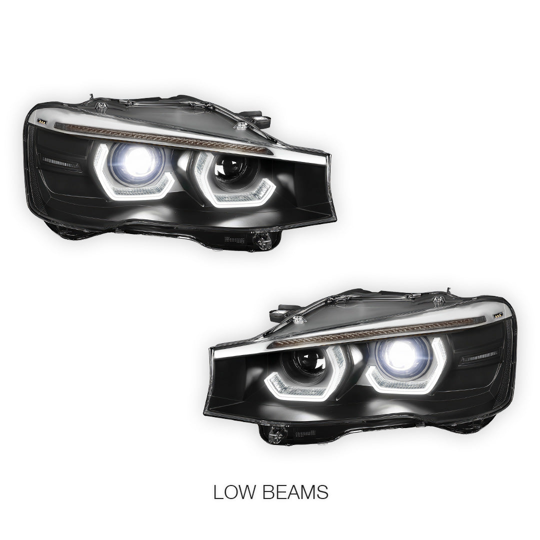 BMW X-Series (2015 - 2018) Full LED Sequential Turn Signal Quad Halo Projector Headlights LH + RH