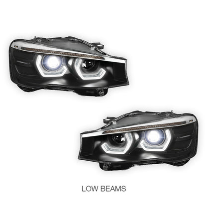 BMW X-Series (2015 - 2018) Full LED Sequential Turn Signal Quad Halo Projector Headlights LH + RH