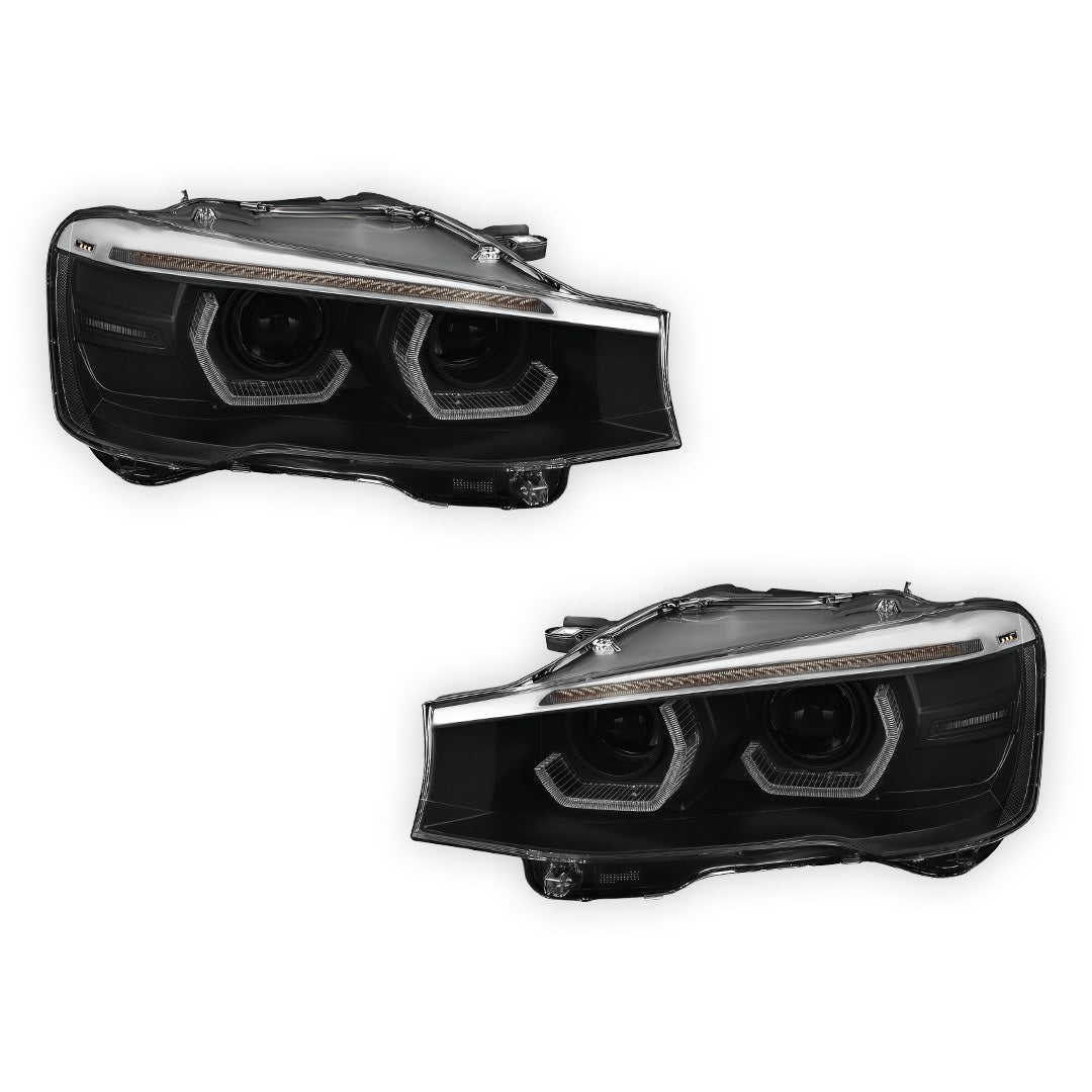 BMW X-Series (2015 - 2018) Full LED Sequential Turn Signal Quad Halo Projector Headlights LH + RH