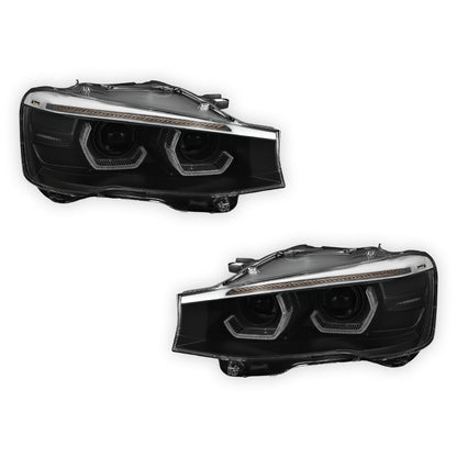 BMW X-Series (2015 - 2018) Full LED Sequential Turn Signal Quad Halo Projector Headlights LH + RH