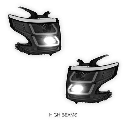 Chevrolet Suburban 3500 HD LS / LT (2015 - 2020) LED DRL Projector Headlights LH + RH