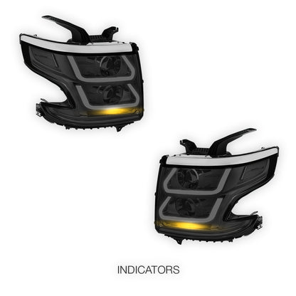 Chevrolet Suburban 3500 HD LS / LT (2015 - 2020) LED DRL Projector Headlights LH + RH