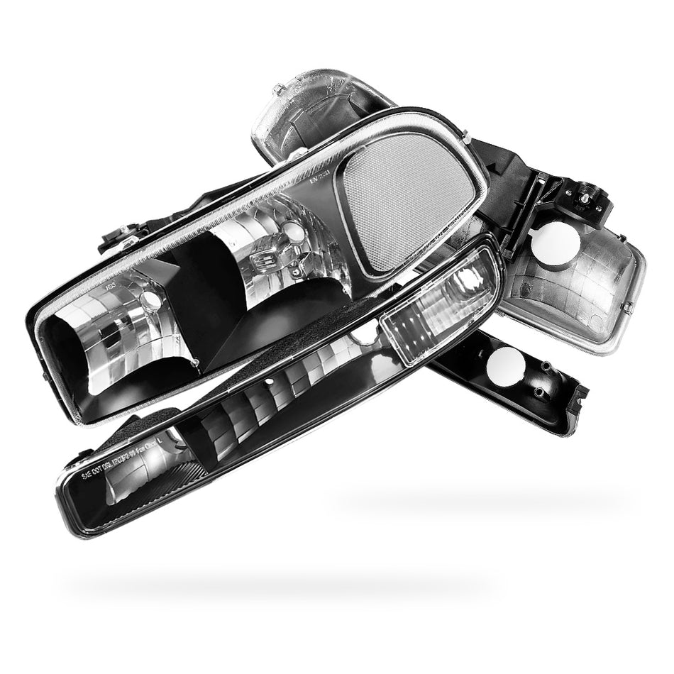 GMC Yukon XL 2500 SLE / SLT (2000 - 2006) Replacement Headlights and Bumper Lights LH + RH