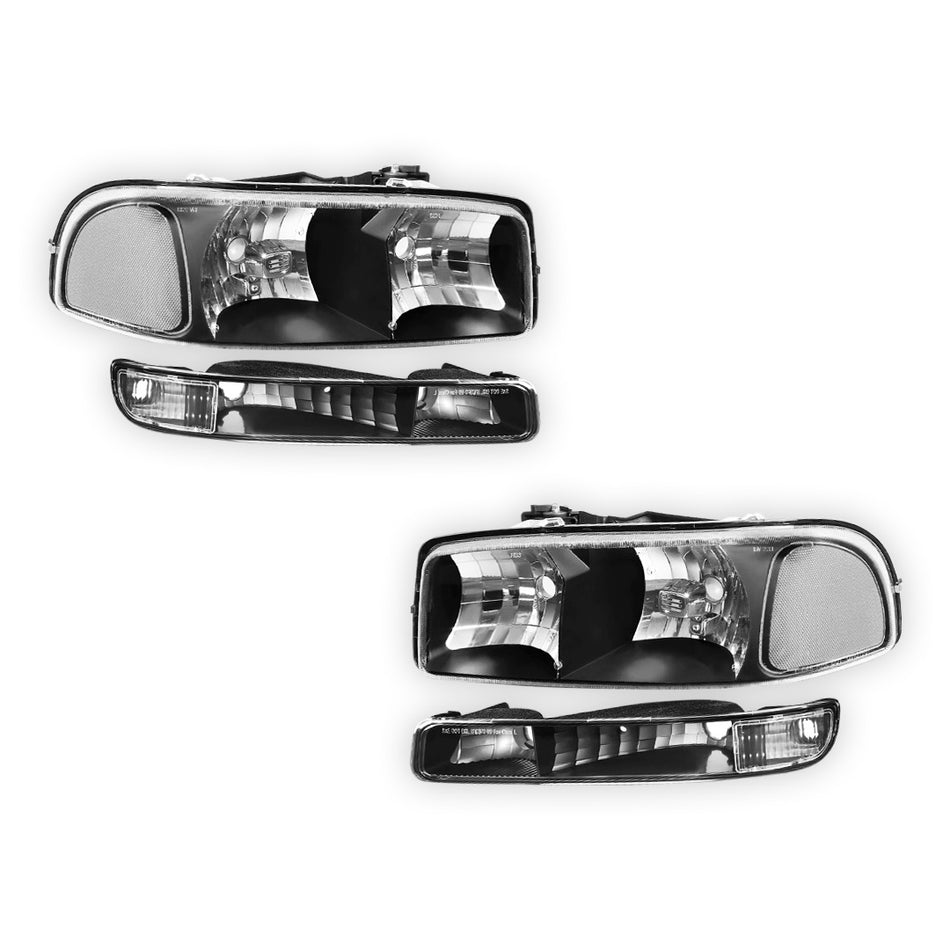 GMC Yukon XL 2500 SLE / SLT (2000 - 2006) Replacement Headlights and Bumper Lights LH + RH
