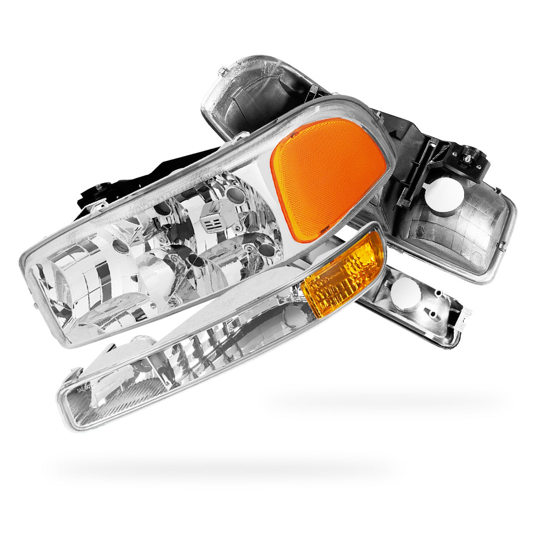 GMC Yukon XL 2500 SLE / SLT (2000 - 2006) Replacement Headlights and Bumper Lights LH + RH