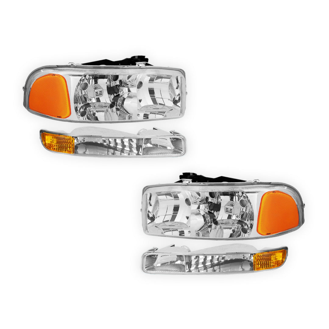 GMC Yukon XL 2500 SLE / SLT (2000 - 2006) Replacement Headlights and Bumper Lights LH + RH