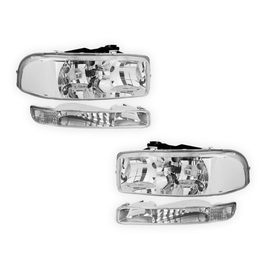 GMC Yukon XL 2500 SLE / SLT (2000 - 2006) Replacement Headlights and Bumper Lights LH + RH