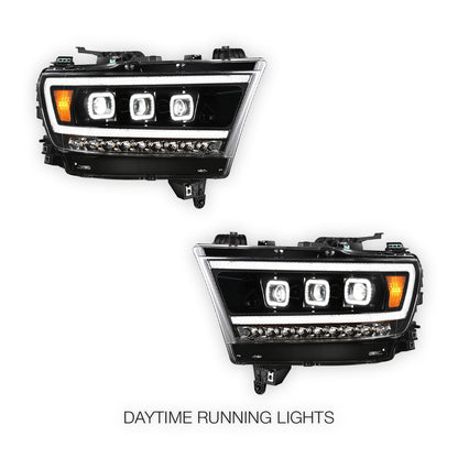 RAM 1500 (2019 - 2024) Full LED DRL Halo Turn Signal Headlights LH + RH