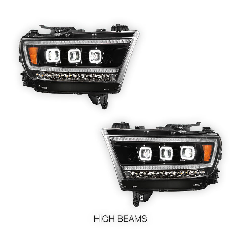 RAM 1500 (2019 - 2024) Full LED DRL Halo Turn Signal Headlights LH + RH