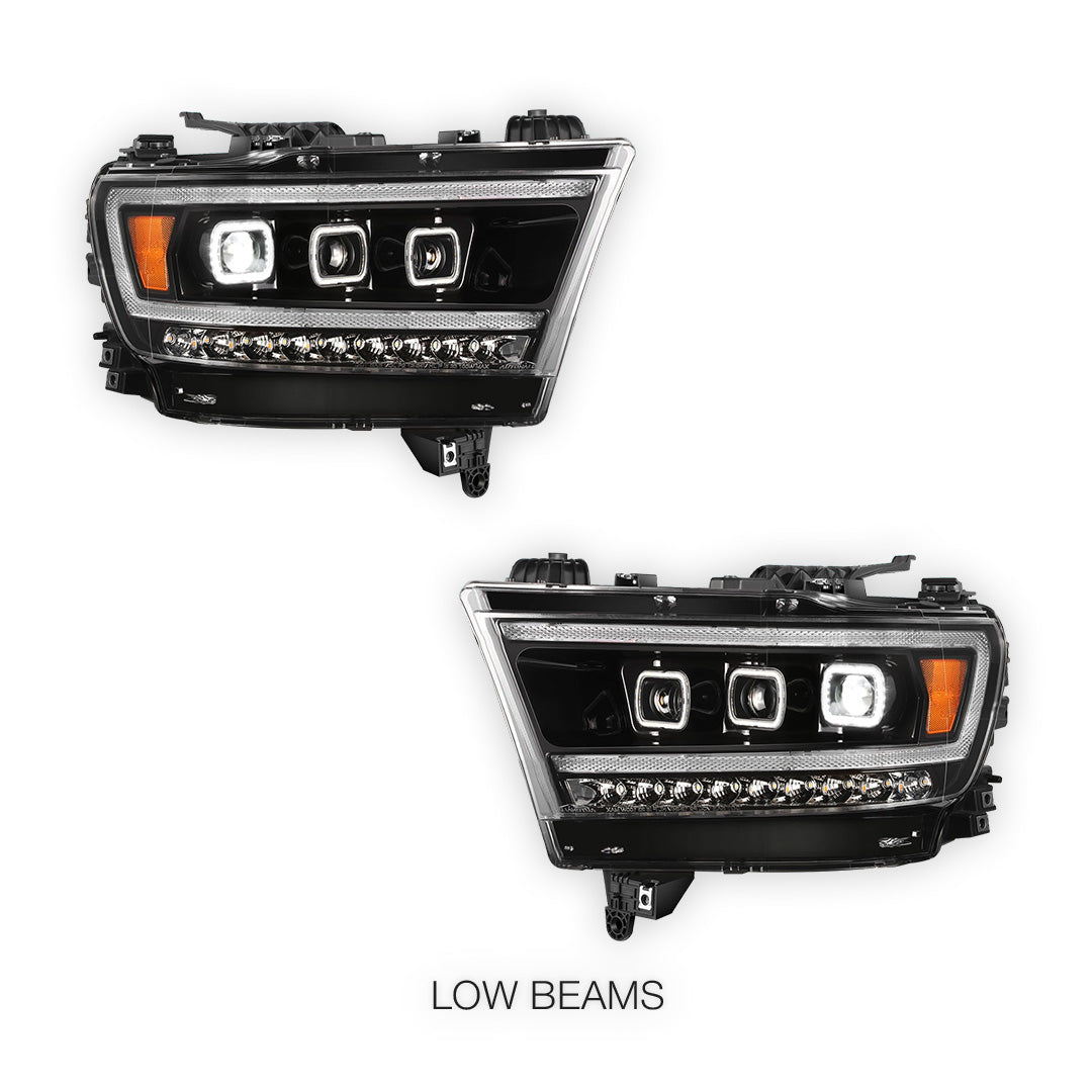RAM 1500 (2019 - 2024) Full LED DRL Halo Turn Signal Headlights LH + RH
