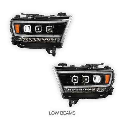 RAM 1500 (2019 - 2024) Full LED DRL Halo Turn Signal Headlights LH + RH