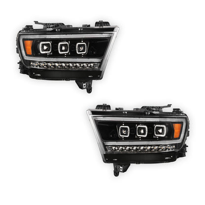 RAM 1500 (2019 - 2024) Full LED DRL Halo Turn Signal Headlights LH + RH