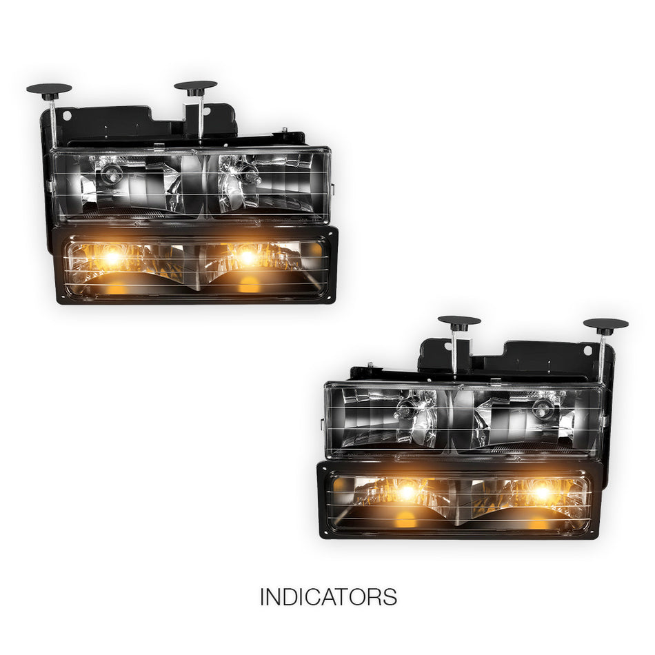 Chevrolet C1500 Suburban LS / LT / Silverado (1992 - 1999) Pick-Up Headlights and Bumper Lamp LH + RH