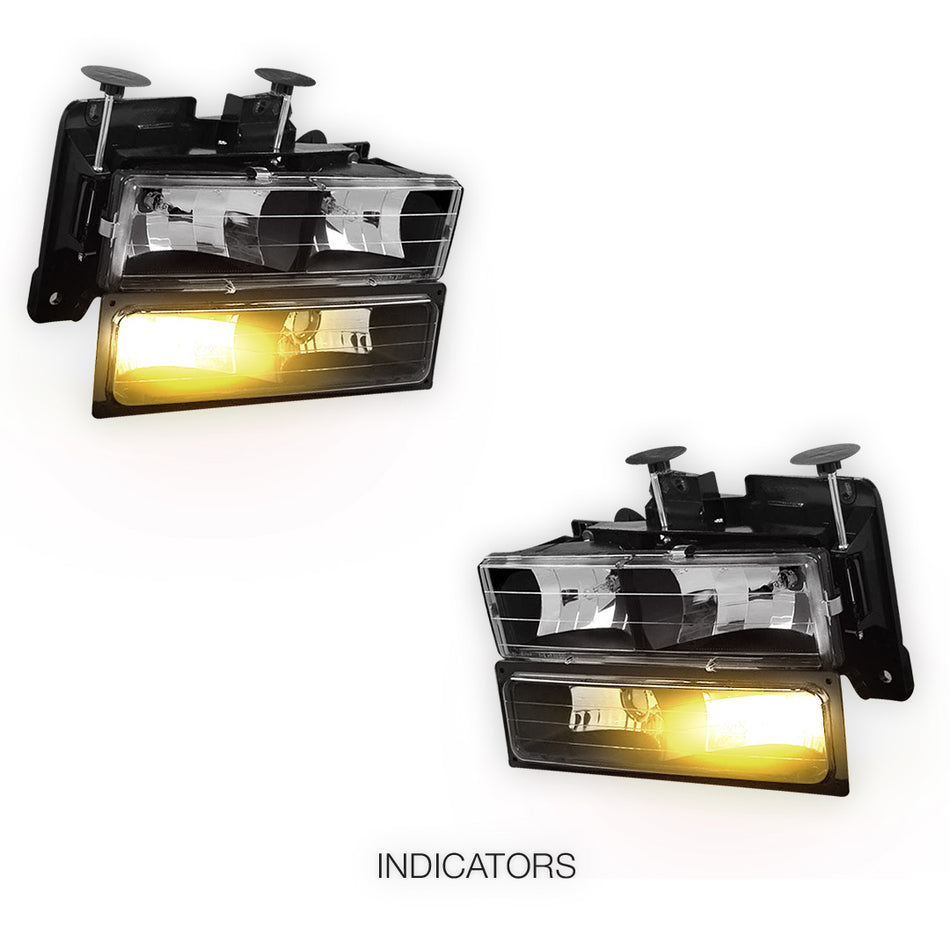 Chevrolet K2500 Suburban LS / LT  (1992 - 1999) Pick-Up Headlights and Bumper Lamp LH + RH
