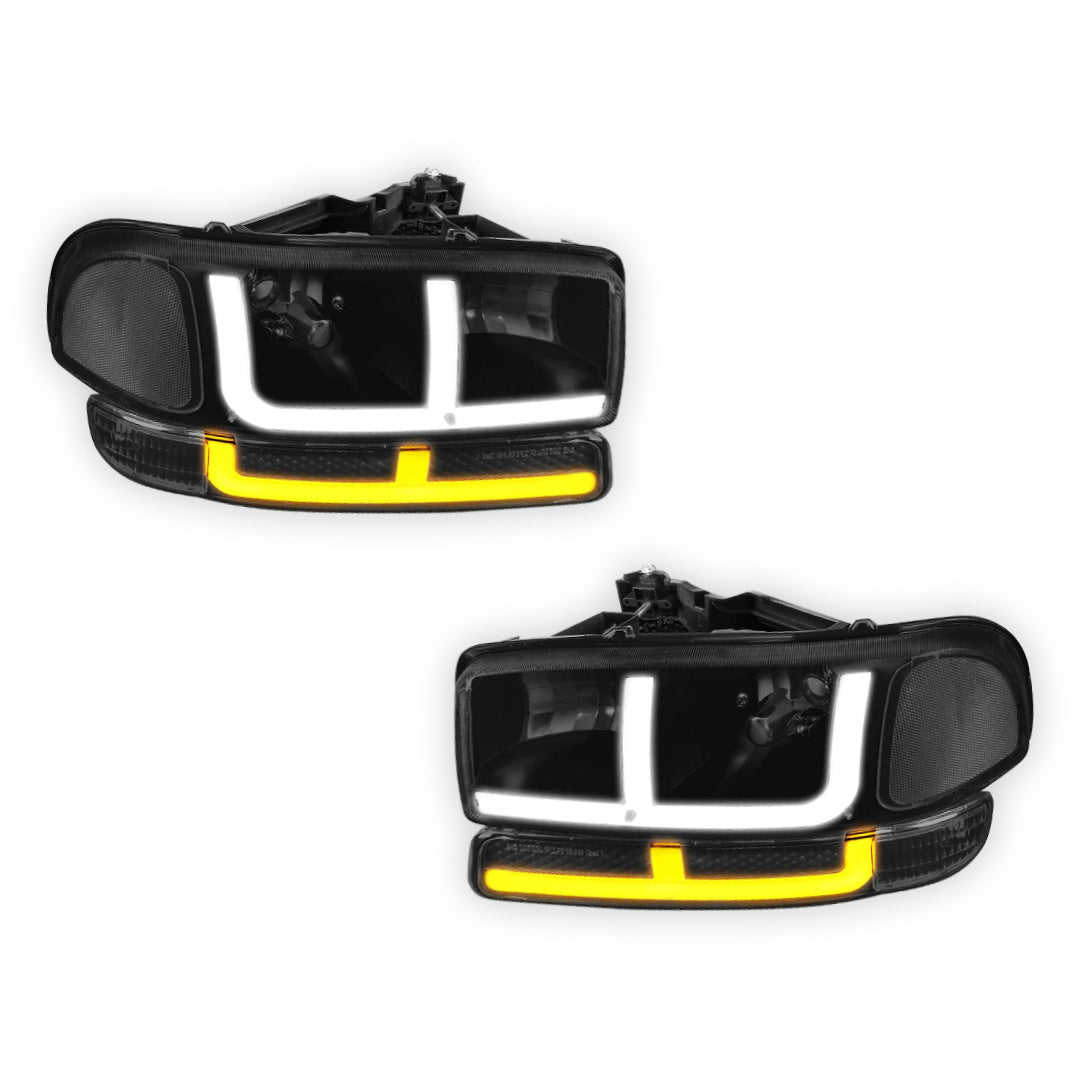 GMC Sierra 3500 SLE / SLT (2001 - 2006) F-LED DRL Replacement Headlights LH + RH