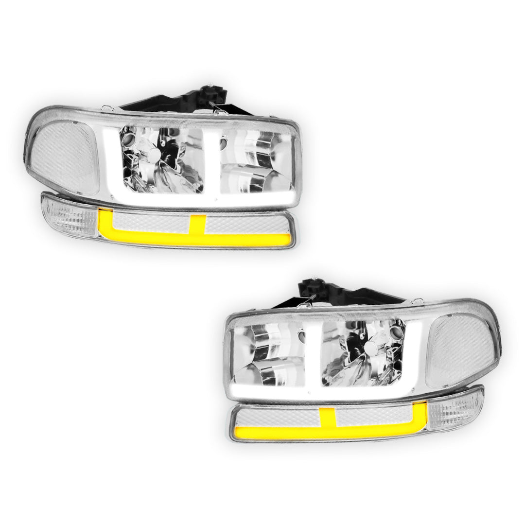 GMC Yukon XL 2500 SLE / SLT (2000 - 2006) F-LED DRL Replacement Headlights LH + RH