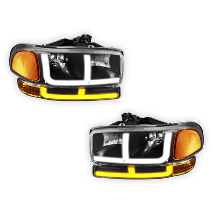 GMC Sierra 1500 HD Classic SLE / SLT (2007) F-LED DRL Replacement Headlights LH + RH