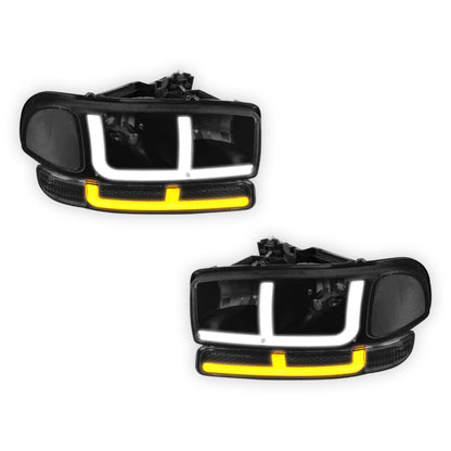 GMC Sierra 2500 HD Classic SLE / SLT / WT (2007) F-LED DRL Replacement Headlights LH + RH
