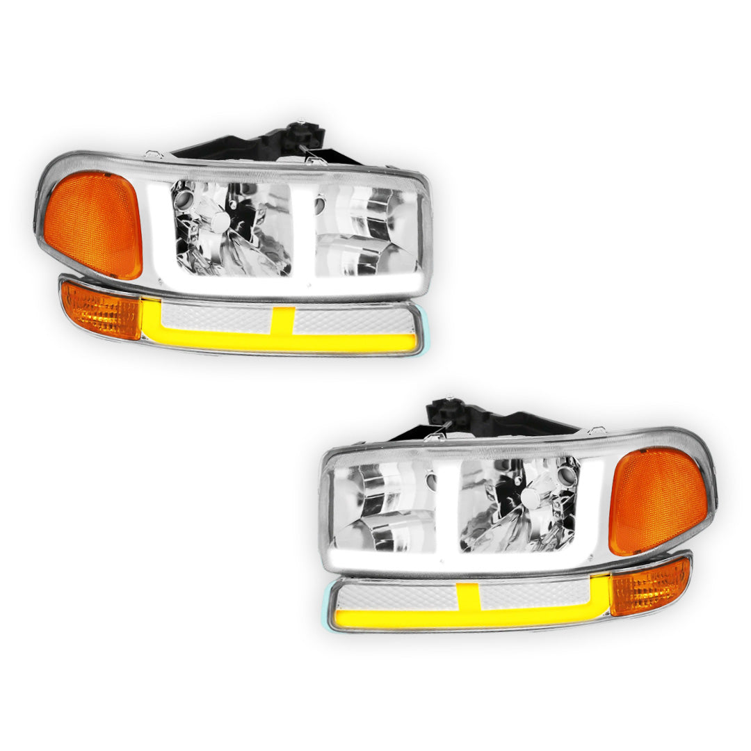 GMC Sierra 2500 HD Classic SLE / SLT / WT (2007) F-LED DRL Replacement Headlights LH + RH
