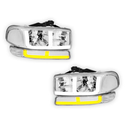 GMC Sierra 2500 HD Classic SLE / SLT / WT (2007) F-LED DRL Replacement Headlights LH + RH