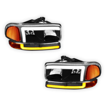 GMC Yukon XL 2500 SLE / SLT (2000 - 2006) L-LED DRL Replacement Headlights LH + RH
