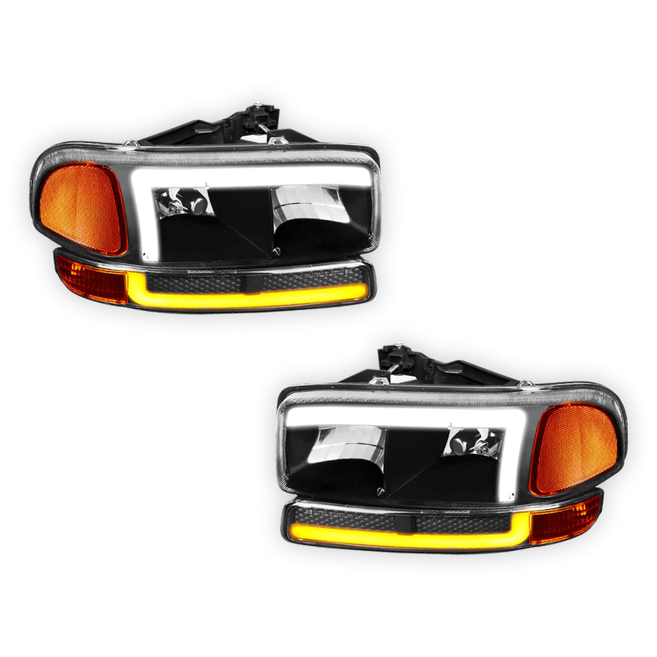 GMC Yukon XL 2500 SLE / SLT (2000 - 2006) L-LED DRL Replacement Headlights LH + RH