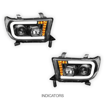 Toyota Tundra (2007 - 2013) LED Turn Signal DRL Tube Projector Headlights LH + RH