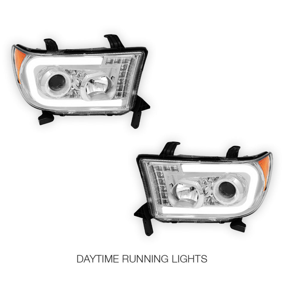 Toyota Tundra (2007 - 2013) LED Turn Signal DRL Tube Projector Headlights LH + RH