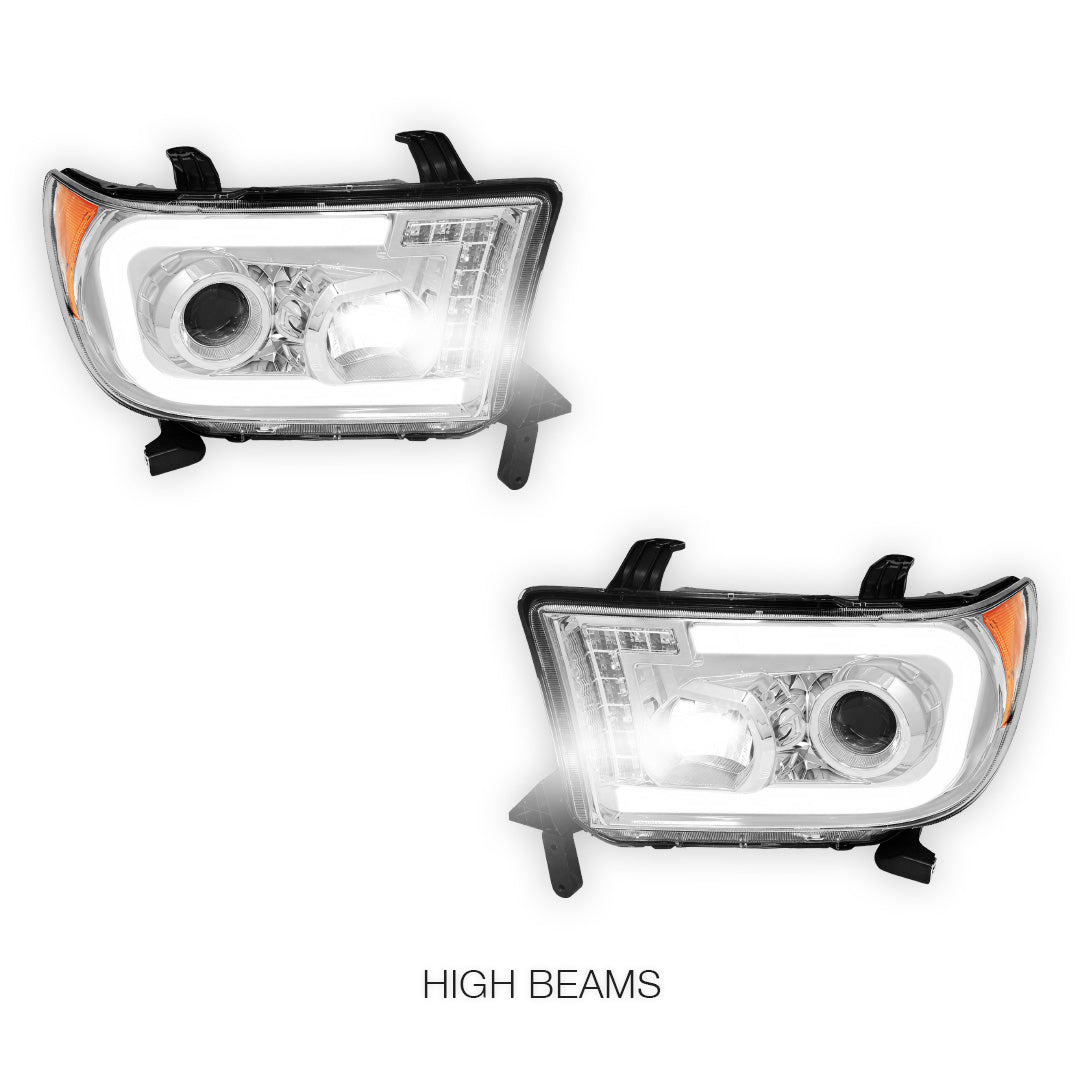 Toyota Tundra (2007 - 2013) LED Turn Signal DRL Tube Projector Headlights LH + RH