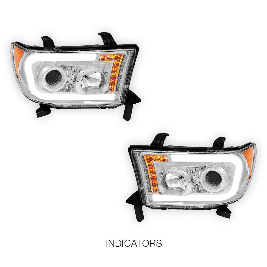Toyota Tundra (2007 - 2013) LED Turn Signal DRL Tube Projector Headlights LH + RH