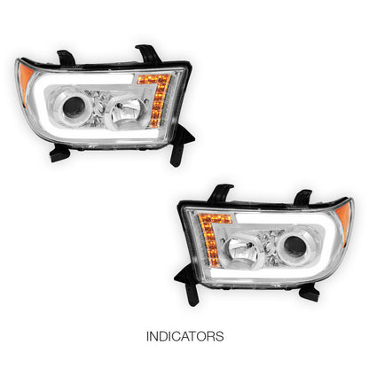 Toyota Tundra (2007 - 2013) LED Turn Signal DRL Tube Projector Headlights LH + RH