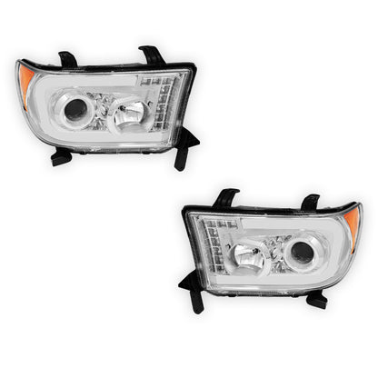Toyota Tundra (2007 - 2013) LED Turn Signal DRL Tube Projector Headlights LH + RH