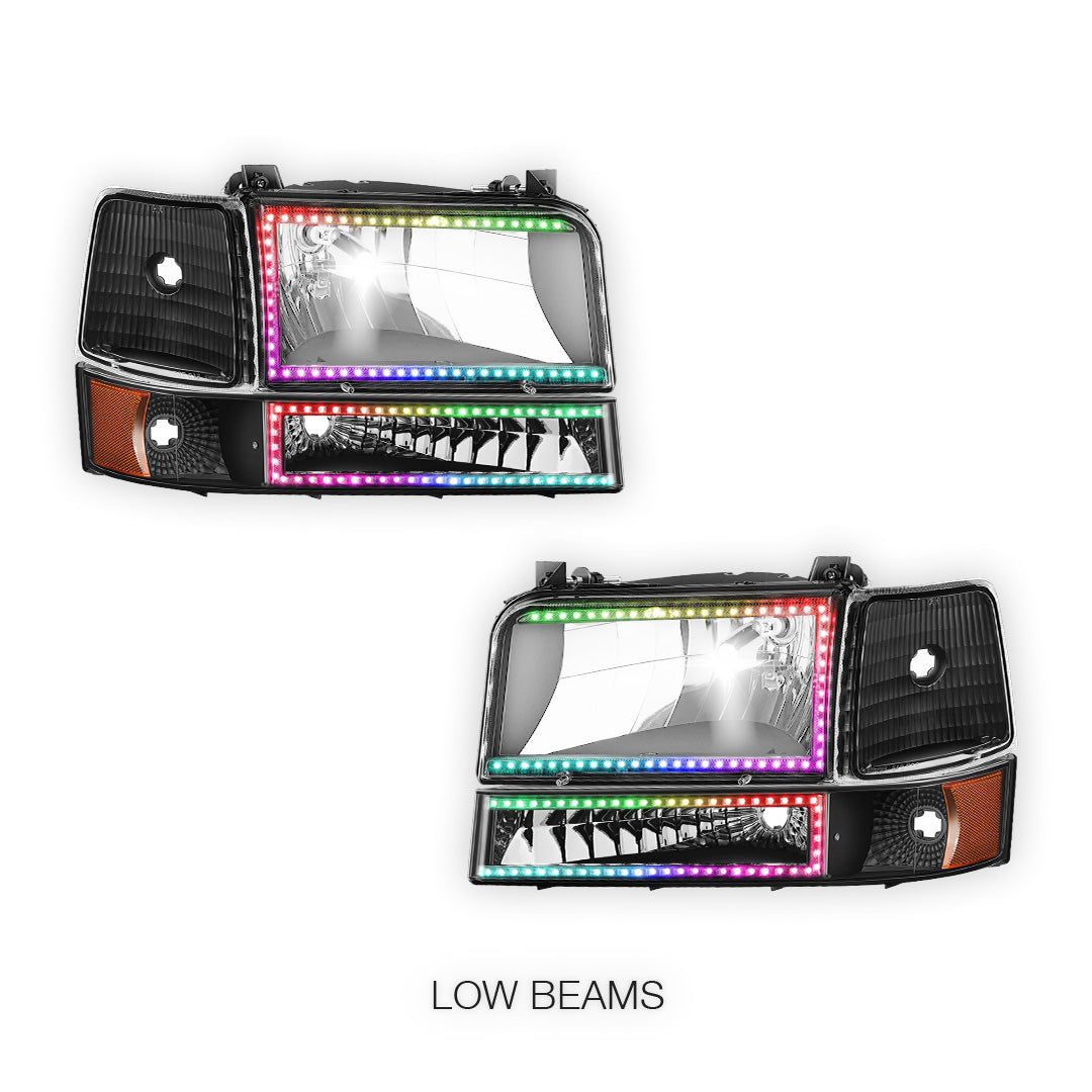 Ford Bronco (1992 - 1996) Sequential RGB LED DRL Headlights LH + RH