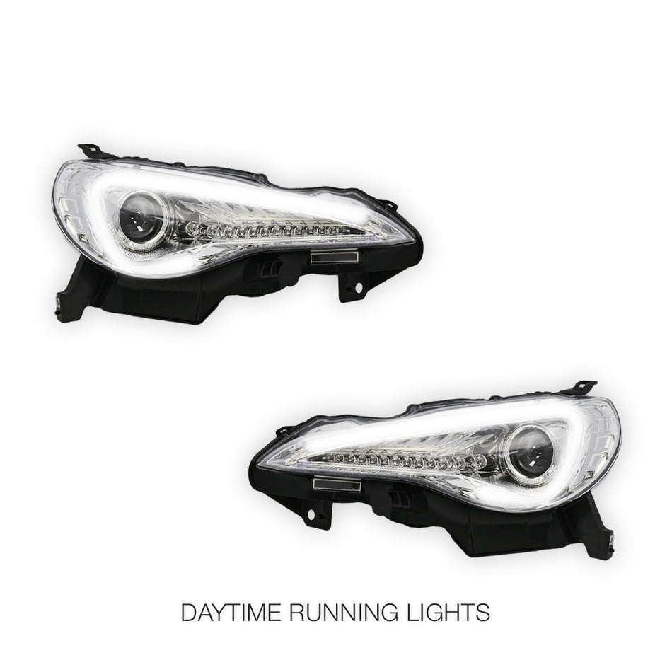 Toyota 86 1st Gen (2012 - 2020) Clear 3D LED DRL Headlights LH + RH