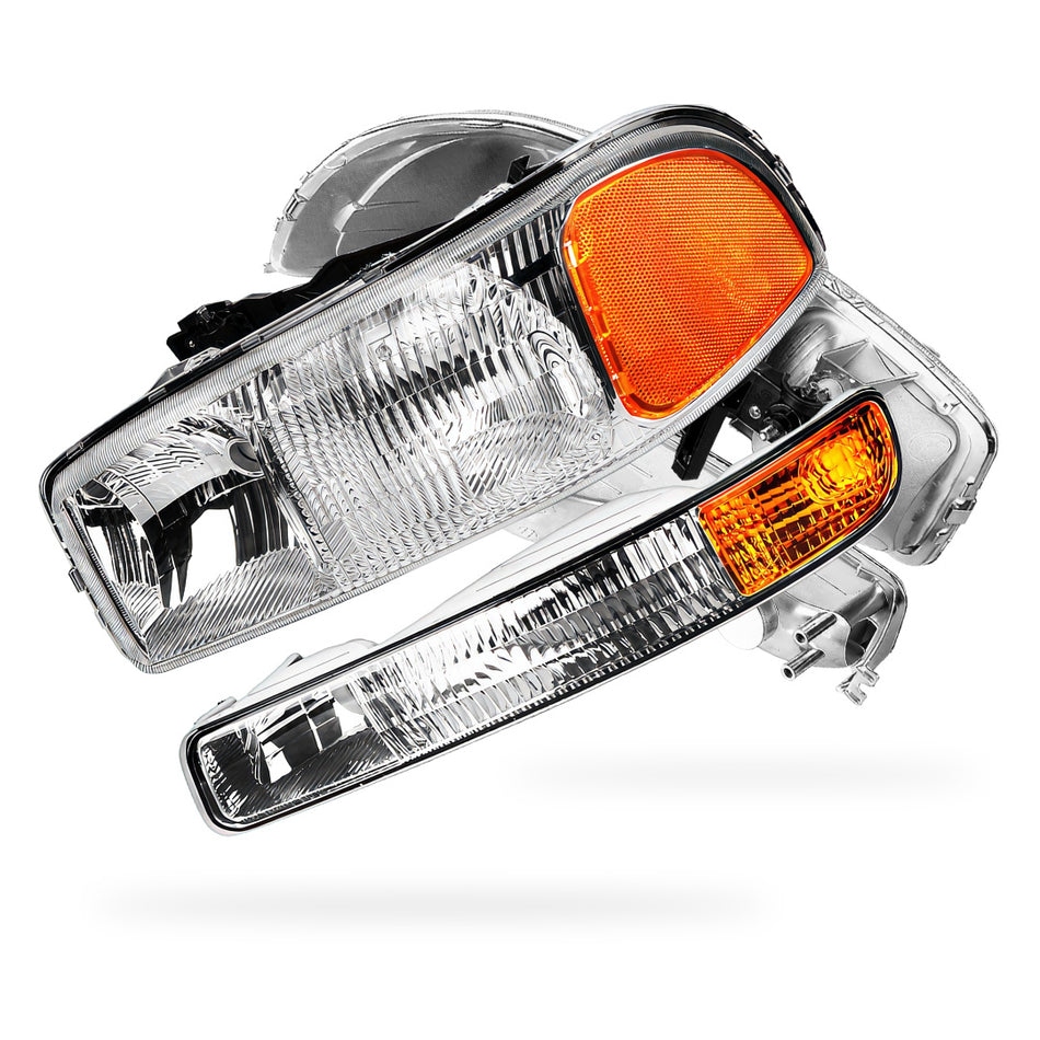 GMC Yukon XL 1500 SLE / SLT (2000 - 2006) Replacement Headlights and Bumper Lights LH + RH